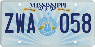MS license plate ZWA058