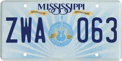 MS license plate ZWA063