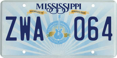 MS license plate ZWA064