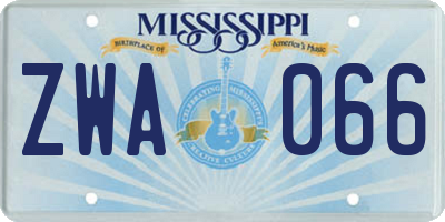 MS license plate ZWA066