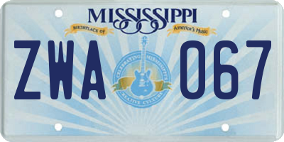 MS license plate ZWA067