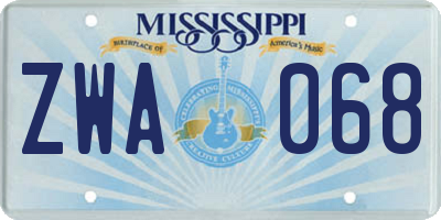 MS license plate ZWA068