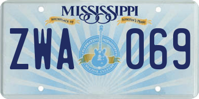 MS license plate ZWA069
