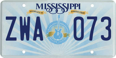 MS license plate ZWA073