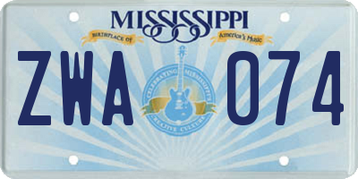 MS license plate ZWA074