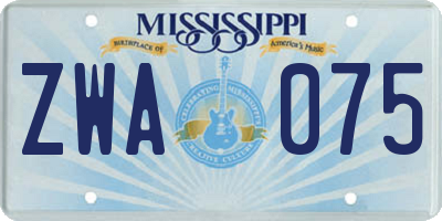 MS license plate ZWA075
