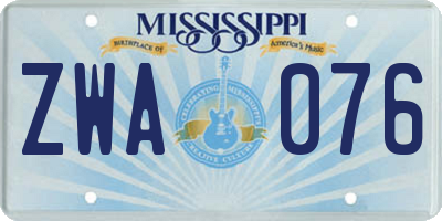 MS license plate ZWA076