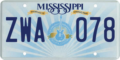 MS license plate ZWA078