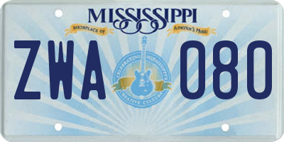 MS license plate ZWA080
