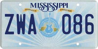 MS license plate ZWA086