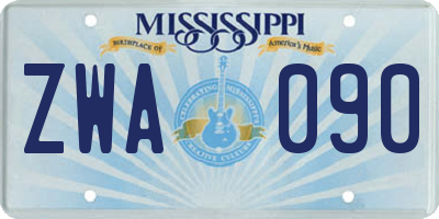 MS license plate ZWA090