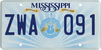 MS license plate ZWA091