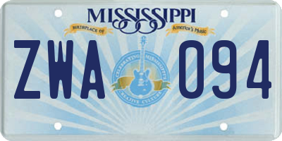 MS license plate ZWA094