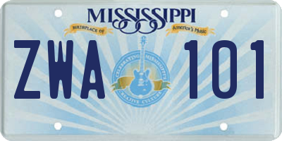 MS license plate ZWA101