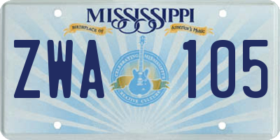 MS license plate ZWA105