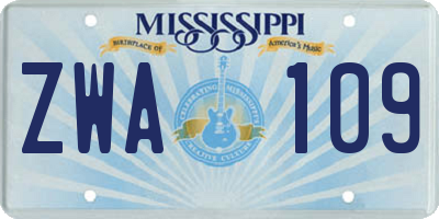 MS license plate ZWA109