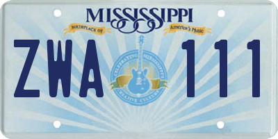 MS license plate ZWA111