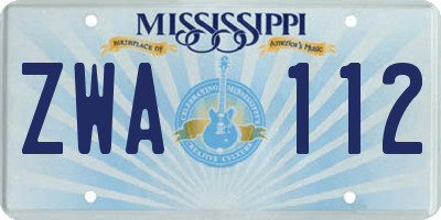 MS license plate ZWA112