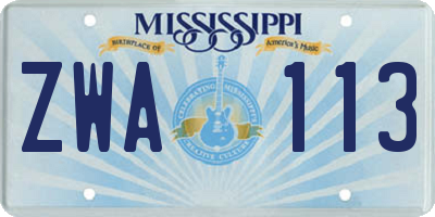 MS license plate ZWA113
