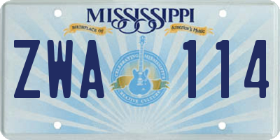 MS license plate ZWA114