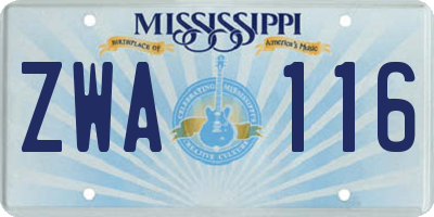 MS license plate ZWA116