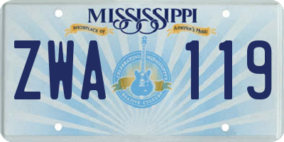 MS license plate ZWA119
