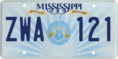 MS license plate ZWA121