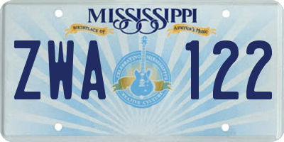 MS license plate ZWA122