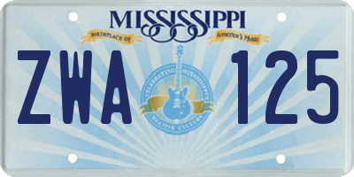 MS license plate ZWA125