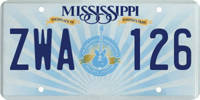 MS license plate ZWA126