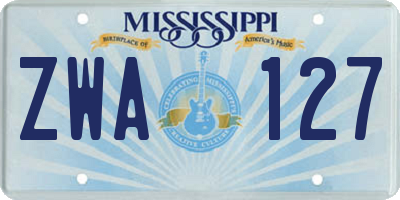 MS license plate ZWA127