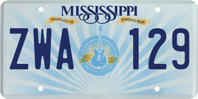 MS license plate ZWA129