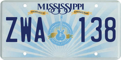 MS license plate ZWA138