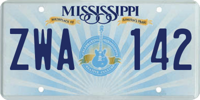 MS license plate ZWA142