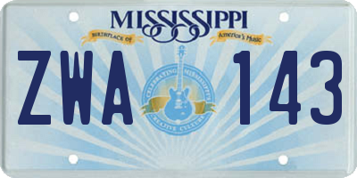 MS license plate ZWA143