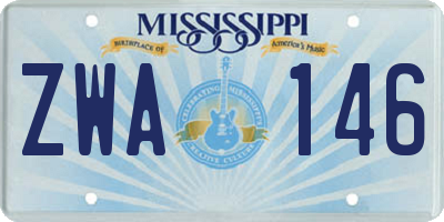 MS license plate ZWA146