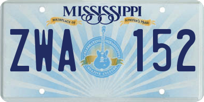 MS license plate ZWA152