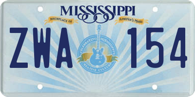 MS license plate ZWA154