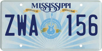 MS license plate ZWA156