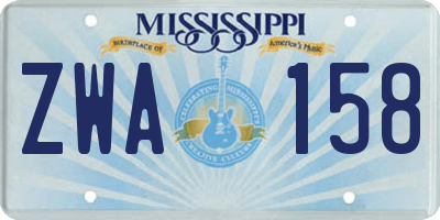 MS license plate ZWA158