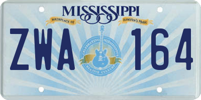 MS license plate ZWA164