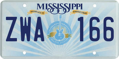 MS license plate ZWA166