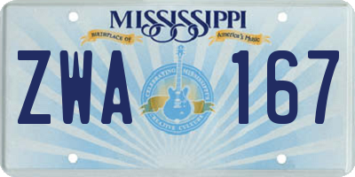 MS license plate ZWA167
