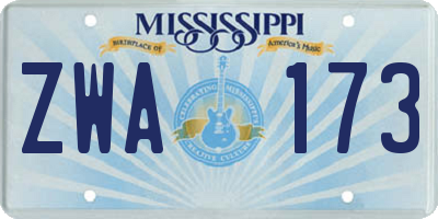 MS license plate ZWA173