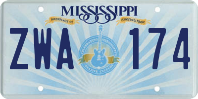 MS license plate ZWA174
