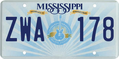 MS license plate ZWA178