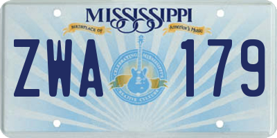 MS license plate ZWA179