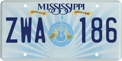 MS license plate ZWA186
