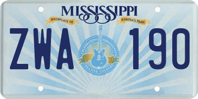 MS license plate ZWA190