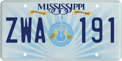 MS license plate ZWA191